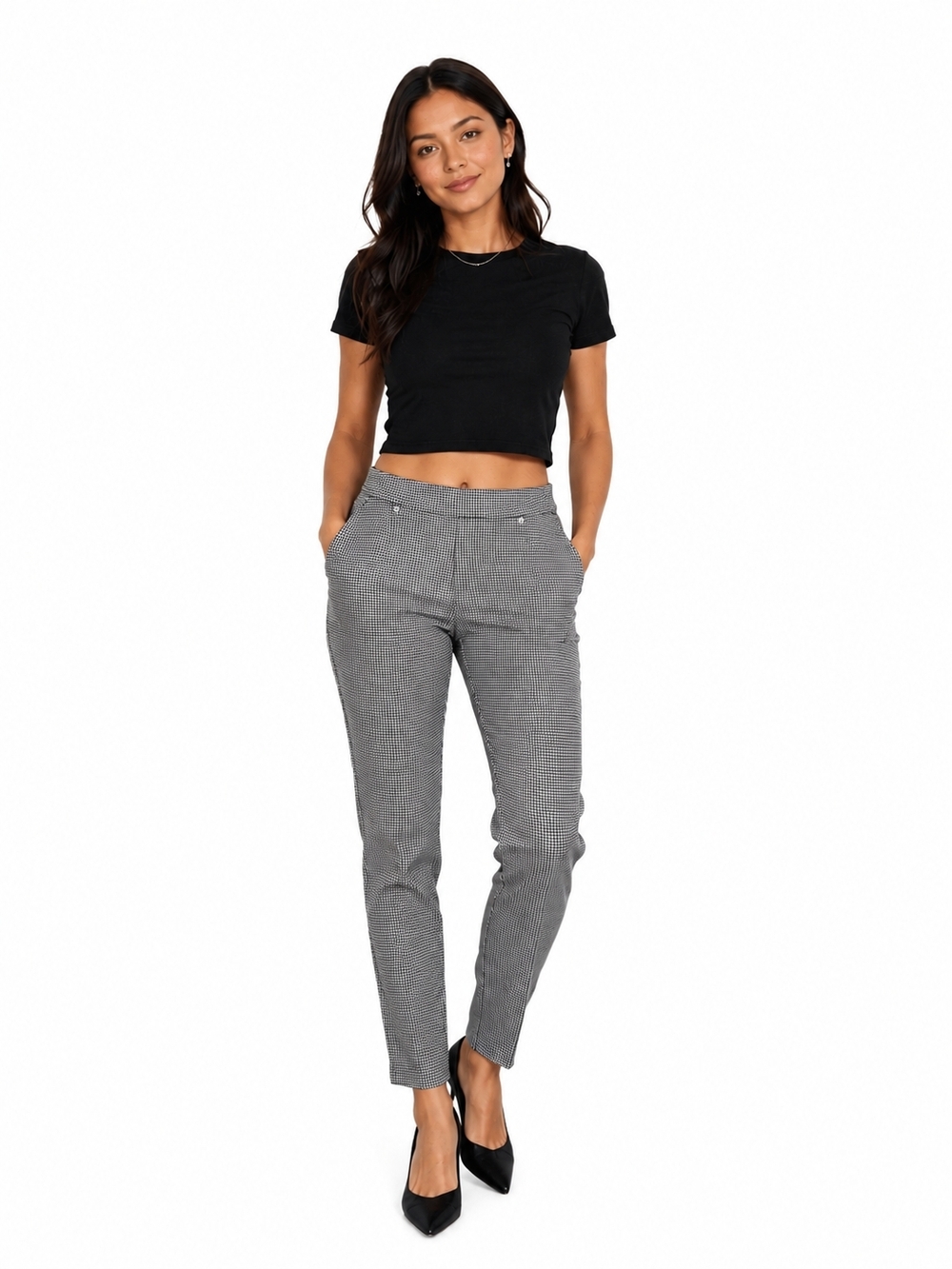 Michael Kors Gray Houndstooth Skinny Ankle Pants